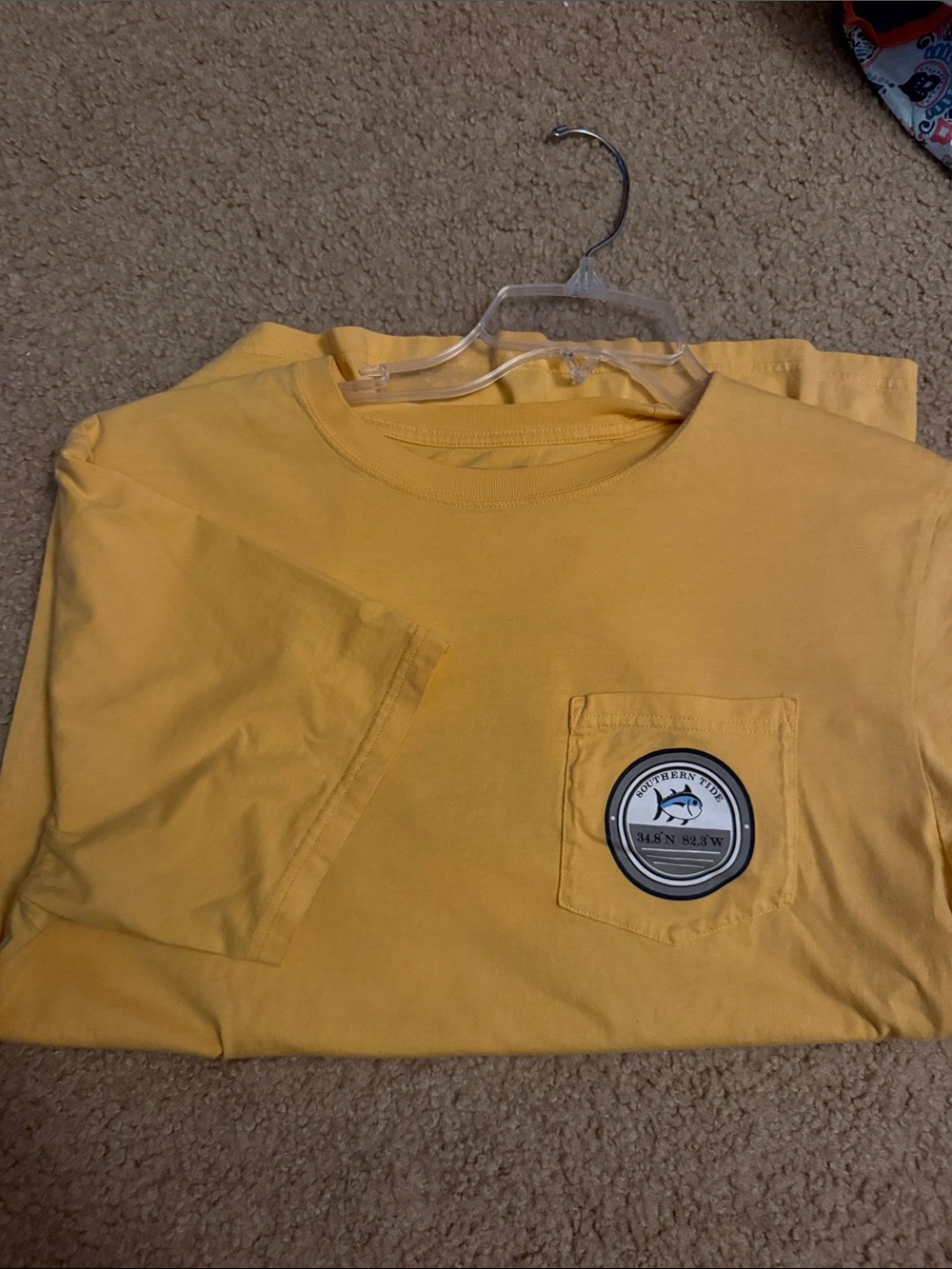 Southern Tide Yellow Short-Sleeve Pocket Tee with Logo Patch